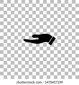 Holding palm. Black flat icon on a transparent background. Pictogram for your project