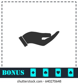 Holding palm icon flat. Simple vector symbol and bonus icon