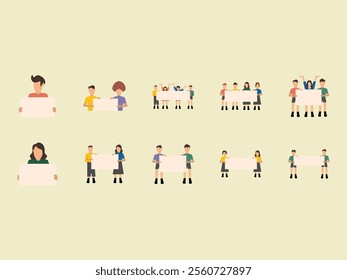 Holding People Banner Element Set