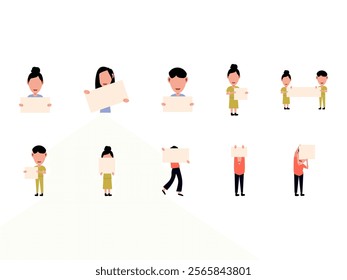 Holding People Banner Element Set