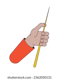 Holding pointer stick flat line color vector character hand. Editable outline person body part on white. Teacher stick. Educational equipment simple cartoon spot illustration for web graphic design