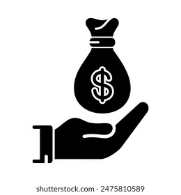 holding sack money icon vector design illustration template