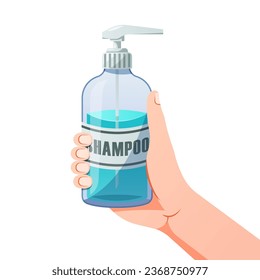 Holding a shampoo bottle vector isolated