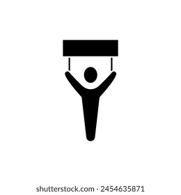 holding sign concept line icon. Simple element illustration. holding sign concept outline symbol design.