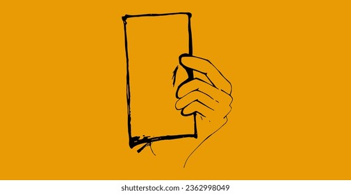 Holding up signs protesting for justice 
Orange  Background Vector