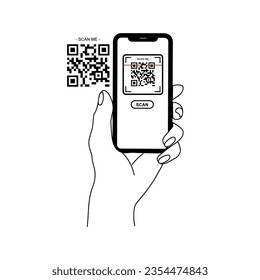 Halten Sie Smartphone-Scan-Qr-Codevektor. Smartphone in der Hand. Smartphone-Symbol auf weißem Hintergrund. Qr-Code-Zahlung. Hände, die Smartphones mit leeren Bildschirmen halten.