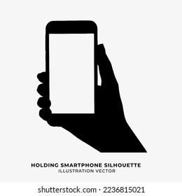 Holding smarthphone silhouette vector illustration