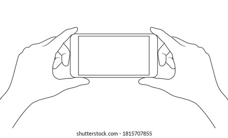 Holding smartphone with both hands
