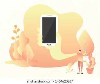 Holding Smartphone, businessman showing you something on his smartphone.