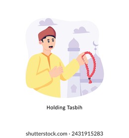 Holding Tasbih Flat Style Design Vector illustration. Stock illustration