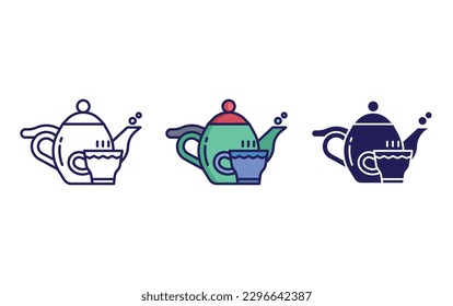 holding tea cup line and solid illustration icon