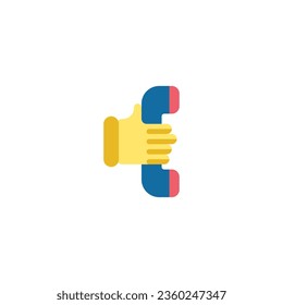 holding a telephone call flat Icon, Logo, and illustration Vector