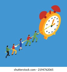 Holding time isometric 3d vector illustration concept for banner, website, illustration, landing page, flyer, etc.