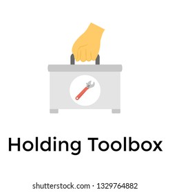 Holding tool box flat icon 