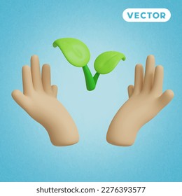 holding tree 3D vector icon set, on a blue background