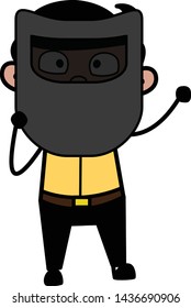 Holding a Welding Mask in Front of Face - Indian Cartoon Man Father Vector Illustration