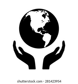 Holding the world in your hands flat vector icon for apps and websites