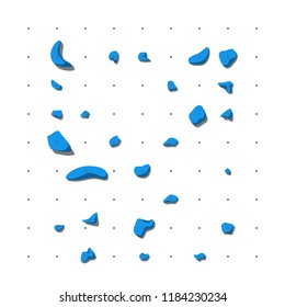 Holds for rock climbing on a wall in the gym. Flat style vector illustration.