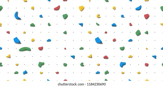 Holds for rock climbing on a wall in the gym. Seamless background flat style vector illustration.