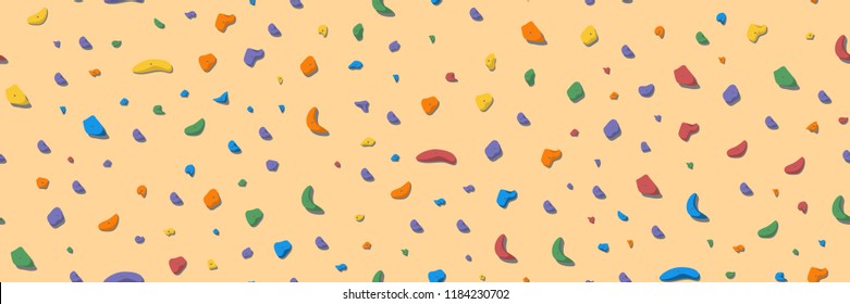 Holds For Rock Climbing On A Wall In The Gym. Seamless Background Flat Style Vector Illustration.