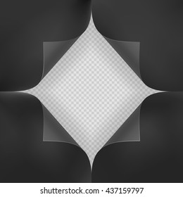 Hole in a black sheet of paper with space for text and shadow. EPS 10 vector file included