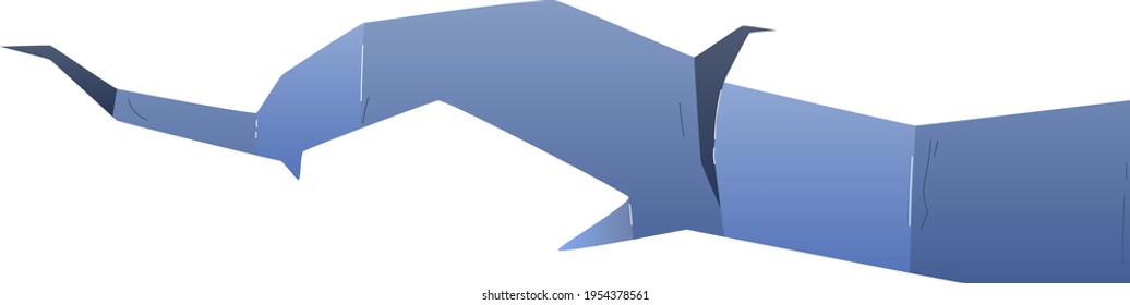Hole breaking, ice crack, surface background, isolated on white, destruction damage, design, flat style vector illustration.