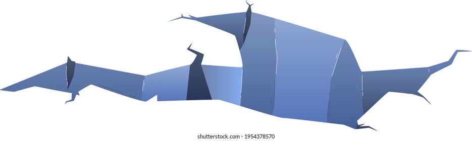 Hole breaking, ice crack, surface background, isolated on white, destruction damage, design, flat style vector illustration.
