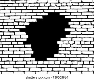 hole in a brick wall a vector background