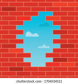 hole in the brick wall- vector illustration