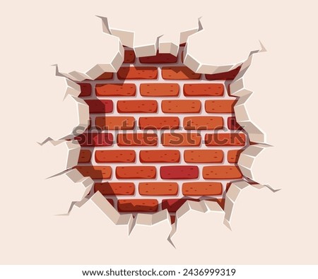 hole in brick wall vector isolated on white background.