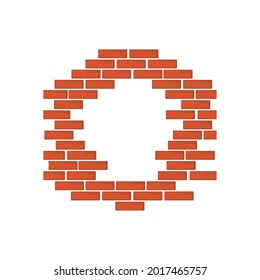 hole with bricks on white background