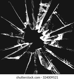a hole in the broken glass