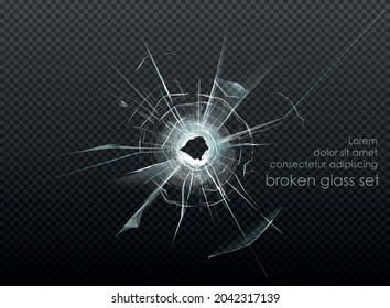 hole broken glass on transparent background. Vector illustration