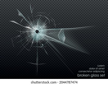 hole broken glass on transparent background. Vector illustration
