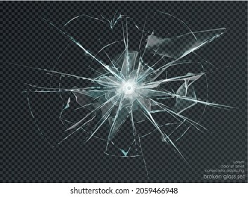 hole broken glass on transparent background. Vector illustration svg