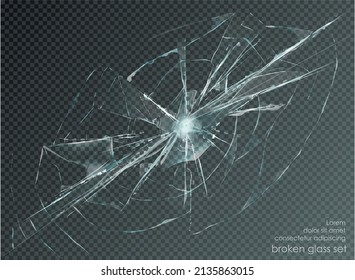 trou en verre brisé sur fond transparent. Illustration vectorielle