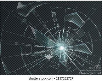 trou en verre brisé sur fond transparent. Illustration vectorielle