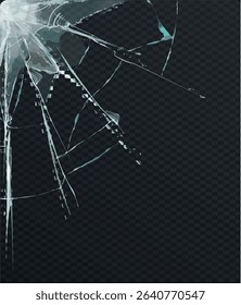hole broken glass on transparent background. Vector illustration
