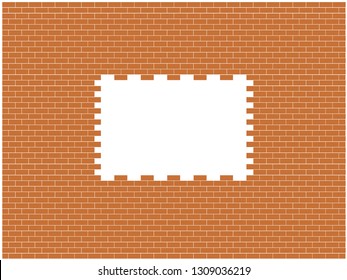 Hole in Brown brick wall background. Design by Inkscape.