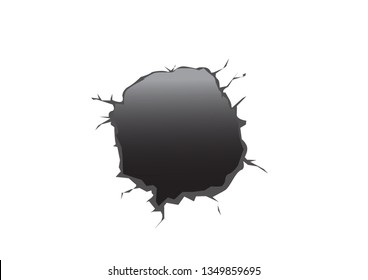 Hole in the concrete wall, comic style, vector illustration.