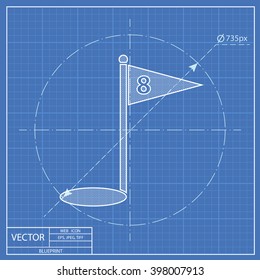 Hole Course Golf Blueprint Icon 