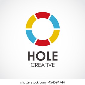 Hole of creative round abstract vector and logo design or template color line business icon of company identity symbol concept