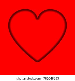 a hole cut out in the shape of a heart on a red background