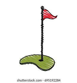 hole with flag golf icon image 