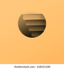 A hole in the floor, a staircase to the bottom, the lower floor. Vector image. EPS10