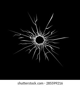 Hole in the Glass on Black Background. Vector