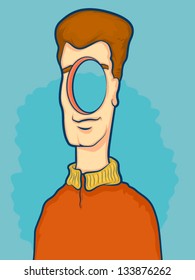 Hole in the Head Vector/Illustration of a man with a hollow expression