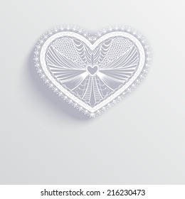 Hole heart flat style shadow card. Heart template pattern with shadow.