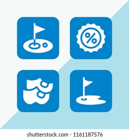 hole icon. 4 hole set with golf, clogs and discount vector icons for web and mobile app