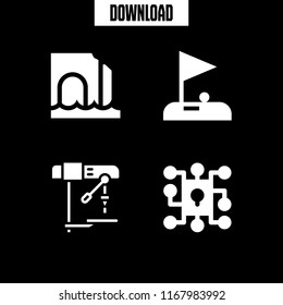 hole icon. 4 hole vector set. drill, keyhole, golf and sea cave icons for web and design about hole theme